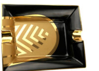 Ashtray Porcelain La Casa del Habano Gold 2 Cigars