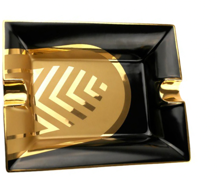 Ashtray Porcelain La Casa del Habano Gold 2 Cigars